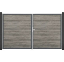 Portail double de jardin en aluminium aspect bois