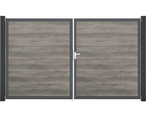 Portail double de jardin en aluminium aspect bois