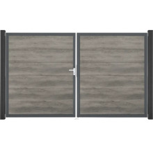 Portail double aspect bois avec cadre en acier