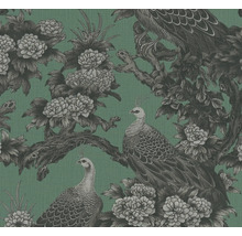 Papier peint avec motif de paons et de fleurs