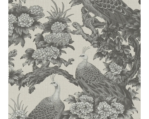 Papier peint avec motif d''oiseaux et de fleurs