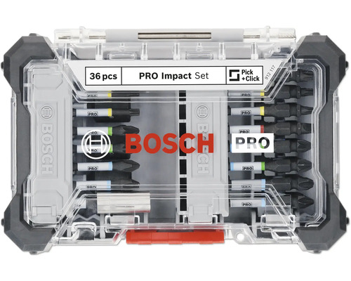 Bosch Schlagbohrer-Bit-Set mit 36 Teilen in transparenter Aufbewahrungsbox