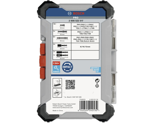 Jeu de forets Bosch Pro avec différents embouts de tournevis