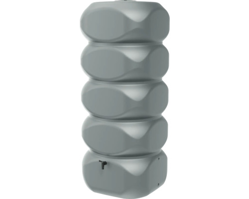 Grauer Regenwassertank mit Auslaufhahn