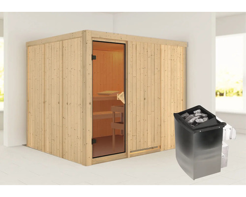 Sauna modulaire Karibu Gobina avec poêle 9 kW avec commande intégrée, sans couronne