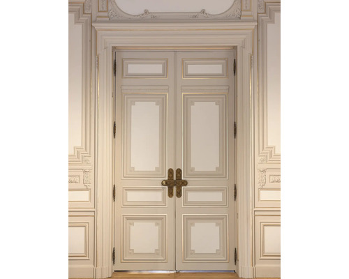 Fototapete Vlies 78663-1 Daniel Hechter 7 Tür 3D-Optik beige 4-tlg. 212 x 280 cm Klassische Flügeltür mit Zierleisten und Beschlägen