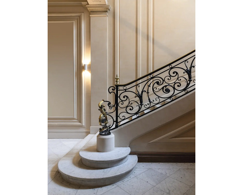 Fototapete Vlies 78664-1 Daniel Hechter 7 Treppenaufgang beige 4-tlg. 212 x 280 cm Detailaufnahme eines Treppenhauses mit Marmortreppe und kunstvollem Geländer