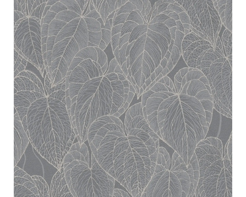 Papier peint intissé 78128-3 Daniel Hechter 7 feuilles gris argent métallique Papier peint à motif de feuilles