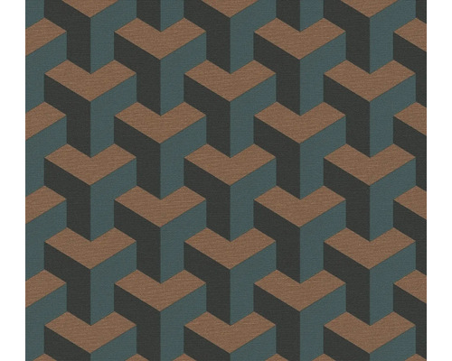 Papier peint intissé 78150-2 Daniel Hechter 7 graphique rétro 3D pétrole noir Papier peint avec motif géométrique 3D