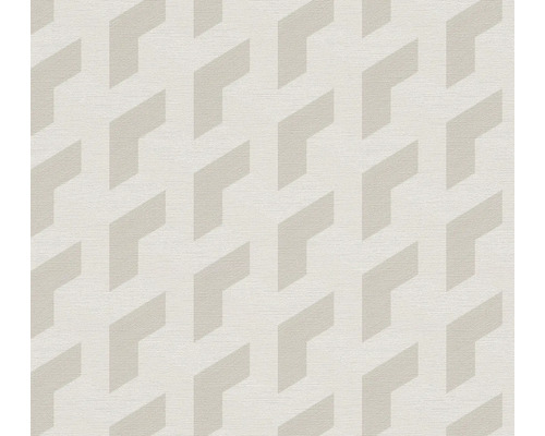 Papier peint intissé 78150-4 Daniel Hechter 7 graphique rétro 3D gris blanc Papier peint avec motif géométrique 3D