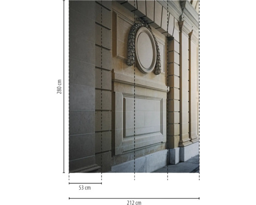 Fototapete Vlies 78661-1 Daniel Hechter 7 3D-Steinwand beige 4-tlg. 212 x 280 cm Marmorwand mit dekorativen Elementen, Abmessungen 280 x 212 x 53 cm