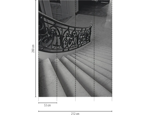 Fototapete Vlies 78662-1 Daniel Hechter 7 Treppe Marmor grau 4-tlg. 212 x 280 cm Fototapete mit Marmortreppe und filigranem Geländer, Maße 280 x 212 cm