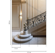 Treppenhausfototapete mit dekorativem Geländer und Skulptur, Abmessungen 212 cm x 280 cm