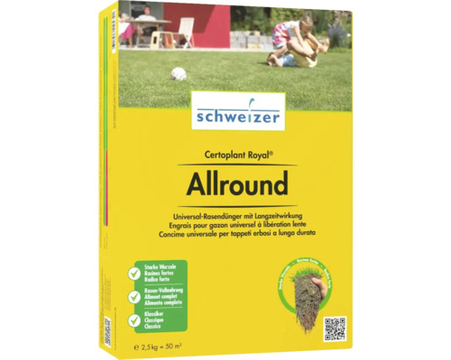 Eric Schweizer Engrais pour gazon Certoplant Royal Allround 2.5 kg Schweizer Certoplant Royal Allround Emballage d''engrais universel pour gazon