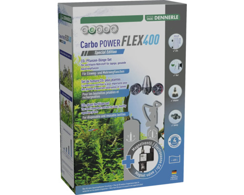 Dennerle Carbo Power Flex 400 Set d''engrais CO2 pour plantes pour bouteilles jetables et réutilisables