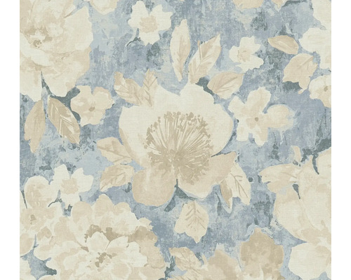 Papier peint intissé 39607-1 Aquarell Dreams fleurs bleu crème Papier peint à fleurs avec motif floral de grande surface