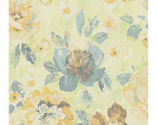 Papier peint intissé 39607-3 Aquarell Dreams fleurs jaune bleu Papier peint à motif floral