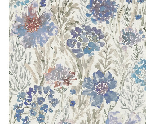 Papier peint intissé 39695-3 Aquarell Dreams fleurs bleu blanc Papier peint à motifs floraux