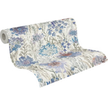 Rouleau de papier peint à motif floral bleu