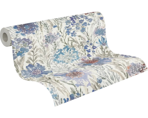 Rouleau de papier peint à motif floral bleu