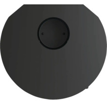 Schwarze Abdeckplatte mit runder Öffnung in der Mitte.