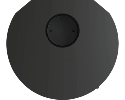 Schwarze Abdeckplatte mit runder Öffnung in der Mitte.