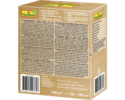 Mélange de graines FloraSelf Nature pour oiseaux chanteurs avec liste des ingrédients