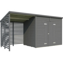 Abri de jardin en bois avec remise à outils et stockage du bois