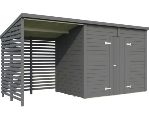 Abri de jardin en bois avec remise à outils et stockage du bois