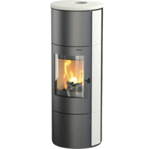 Kaminofen mit Sichtfenster und brennendem Holz