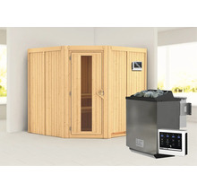 Sauna en bois avec poêle de sauna et commande