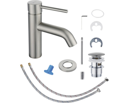 Robinet de lavabo en acier inoxydable avec accessoires