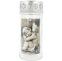 Bougie en verre avec motif d''ange