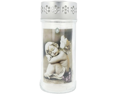 Bougie en verre avec motif d''ange