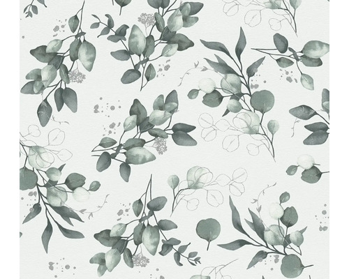 Vliestapete 39768-2 Pure Elegance Eukalyptus-Blätter weiß grün Tapete mit Eukalyptuszweig Muster