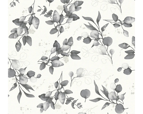 Vliestapete 39768-6 Pure Elegance Eukalyptus-Blätter weiß grau Tapete mit Eukalyptusblättern und -zweigen