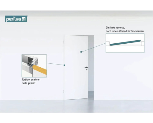 Pertura Cadre Vidar ouverture vers l'intérieur blanc 88.5x201 cm gauche Porte d''intérieur Perfora avec cadre pour construction sèche