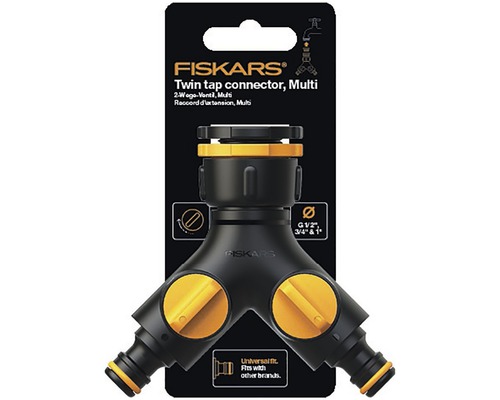 Connecteur de robinet double Fiskars pour le jardin