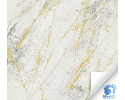 Papier peint intissé préencollé 78458-1 Designdrop naturel gris or Papier peint avec structure de marbre et accents dorés