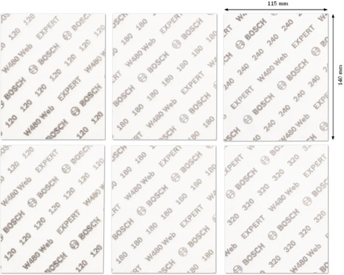 Bosch Expert Schleifblatt Set, verschiedene Körnungen, 115 mm x 140 mm