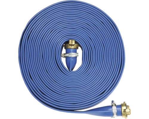 Tuyau d''incendie bleu enroulé avec raccords