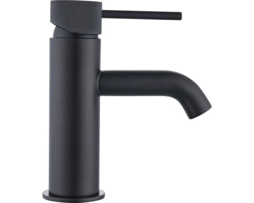 Robinet de lavabo form&style KUDA S noir mat avec bonde de vidage clic-clac Mitigeur de lavabo noir