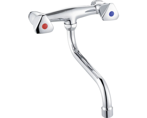 Robinet de cuisine mural SAIPH calibrage de perçage suisse chrome ZA1032-1CP Robinet chromé avec leviers pour eau froide et eau chaude