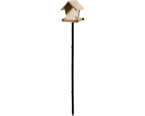 Mangeoire en bois avec support noir pour le jardin