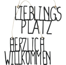 Dekoratives Schild mit den Worten Lieblingsplatz Herzlich Willkommen zur Wandmontage