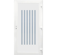 Weisse Tür mit vertikalen Streifen