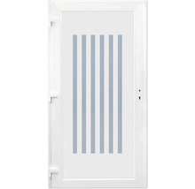 Weisse Tür mit fünf vertikalen Streifen