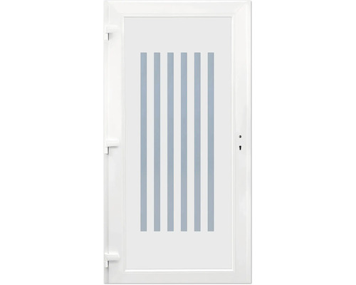 Weisse Tür mit fünf vertikalen Streifen