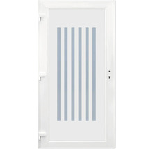 Weisse Tür mit fünf vertikalen Streifen