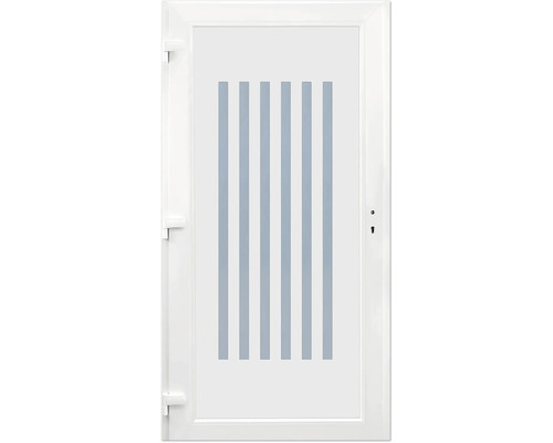 Weisse Tür mit fünf vertikalen Streifen